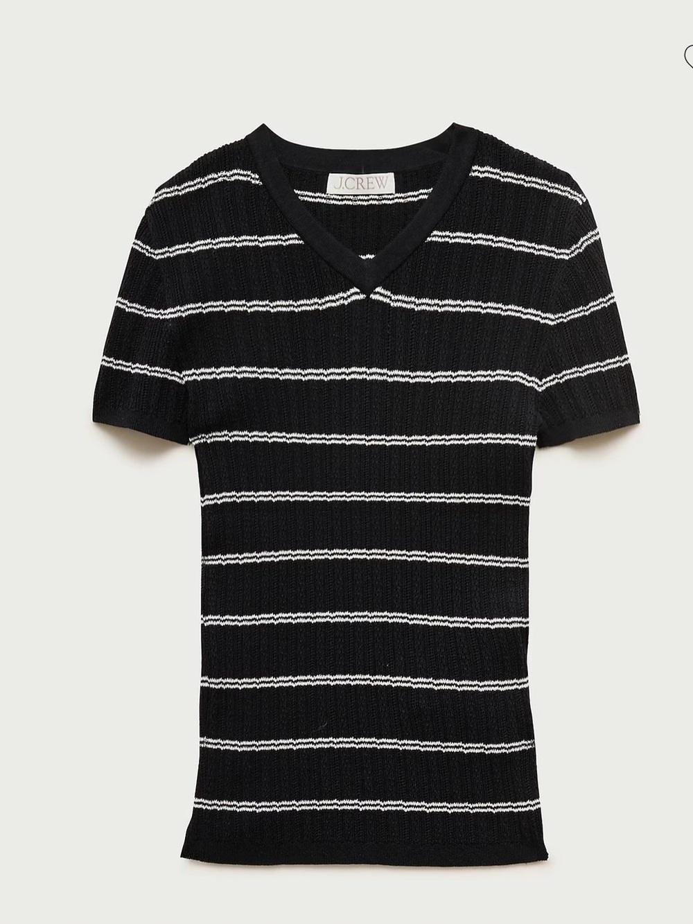 NWT J. Crew High V-neck ribbed pointe Short Sleeve sweater Sz M